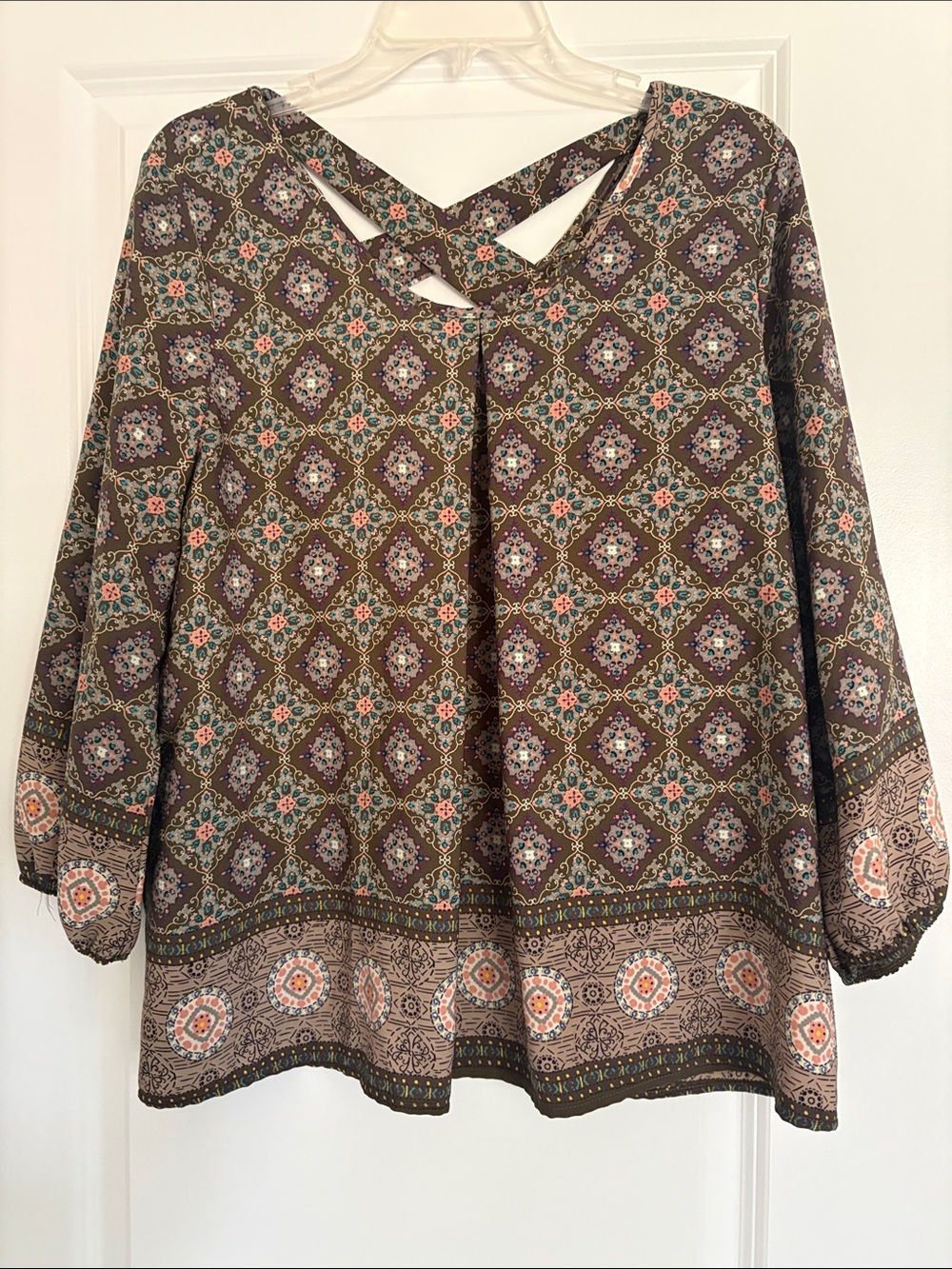 Papermoon for Stitch Fix Geometric Print 3/4 sleeve Tunic Top Size XL